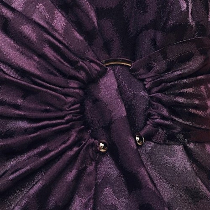 A041 • Purple Leopard Satin Midi Dress