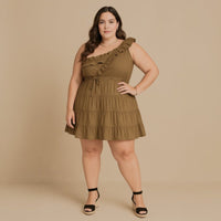 A040-B • Ruffle One-Shoulder Tiered Mini Dress