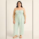 A199 • Mint Floral Strapless Wide Leg Jumpsuit