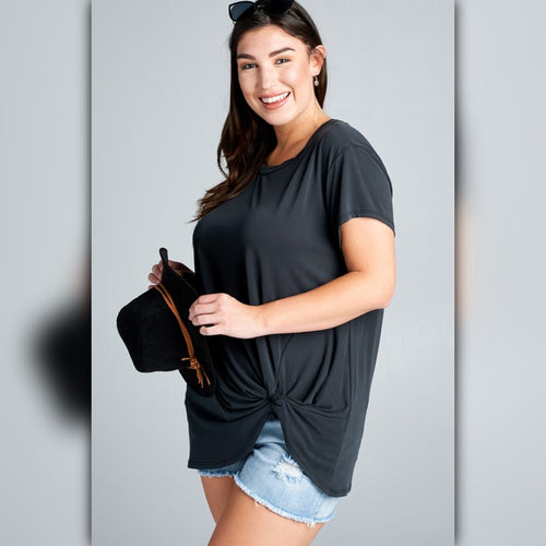A482-A • Black Modal Side Twist Tunic Top