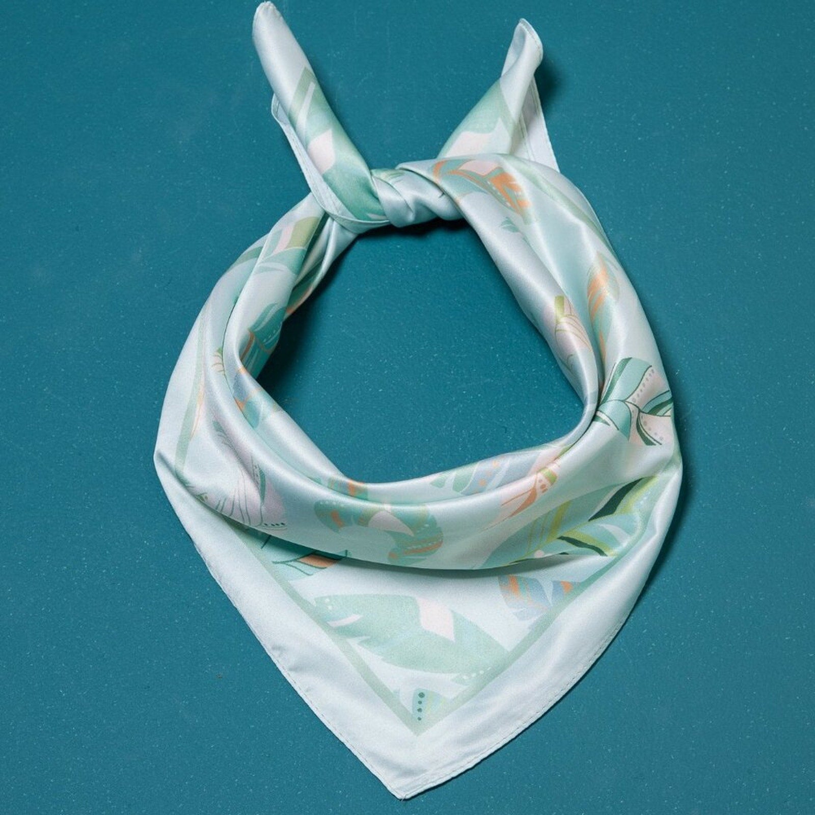 A218-A • Soft Breeze Leaf Print Silky Bandana Scarf