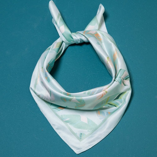A218-A • Soft Breeze Leaf Print Silky Bandana Scarf