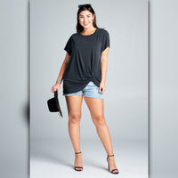 A482-A • Black Modal Side Twist Tunic Top