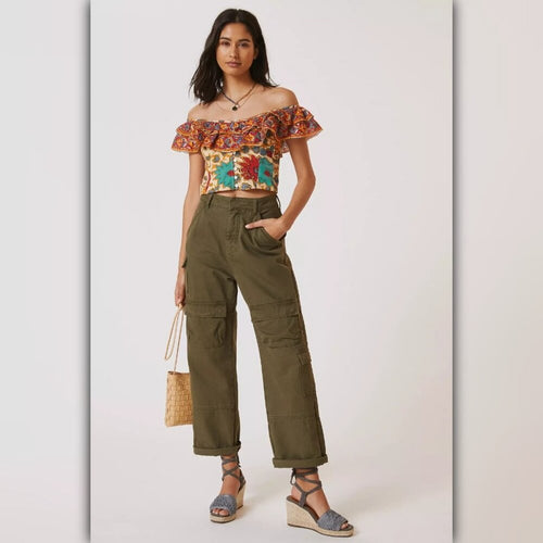 A364 • Boho Ruffle Off Shoulder Crop Top