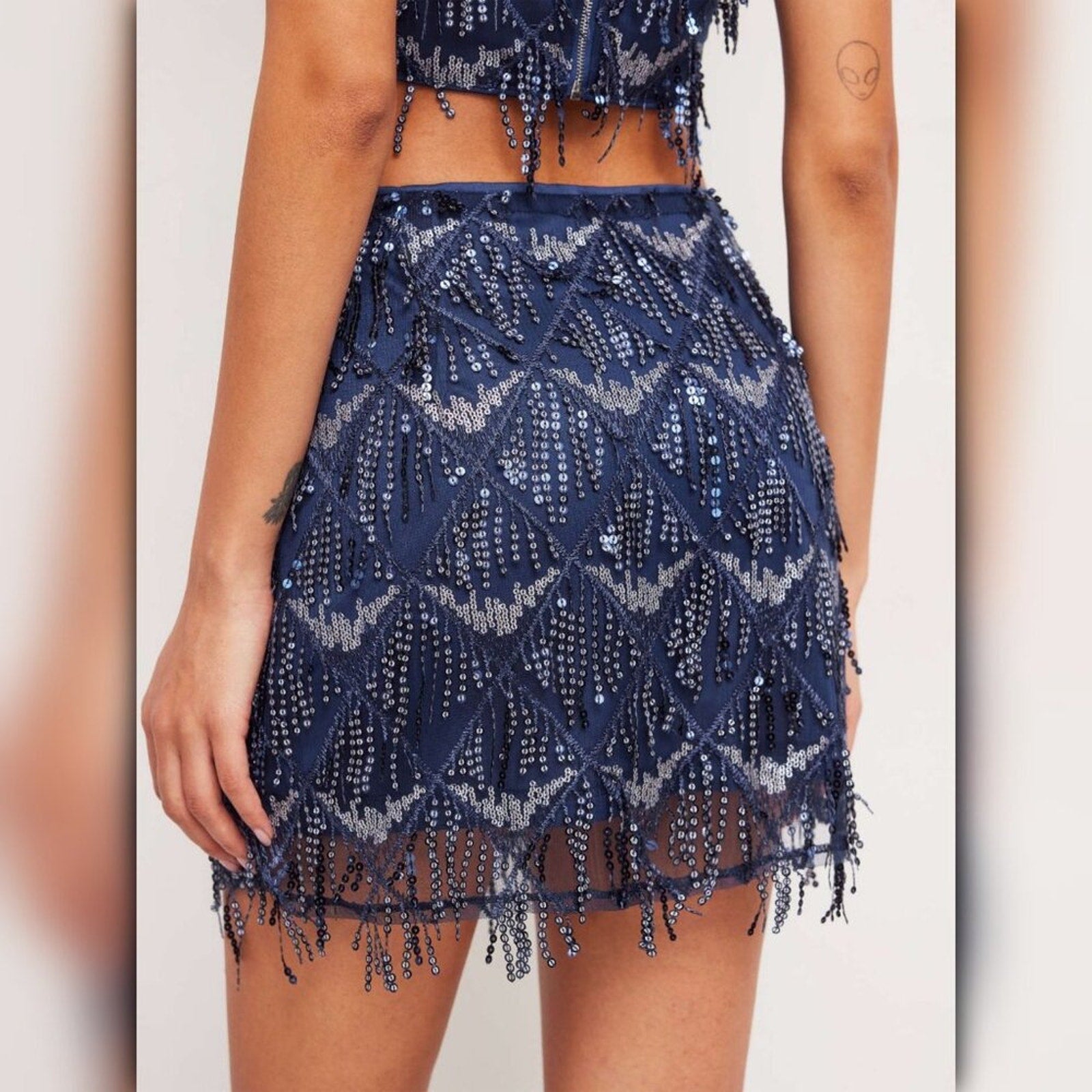 A181 • Sequin Fringe Party Mini Skirt