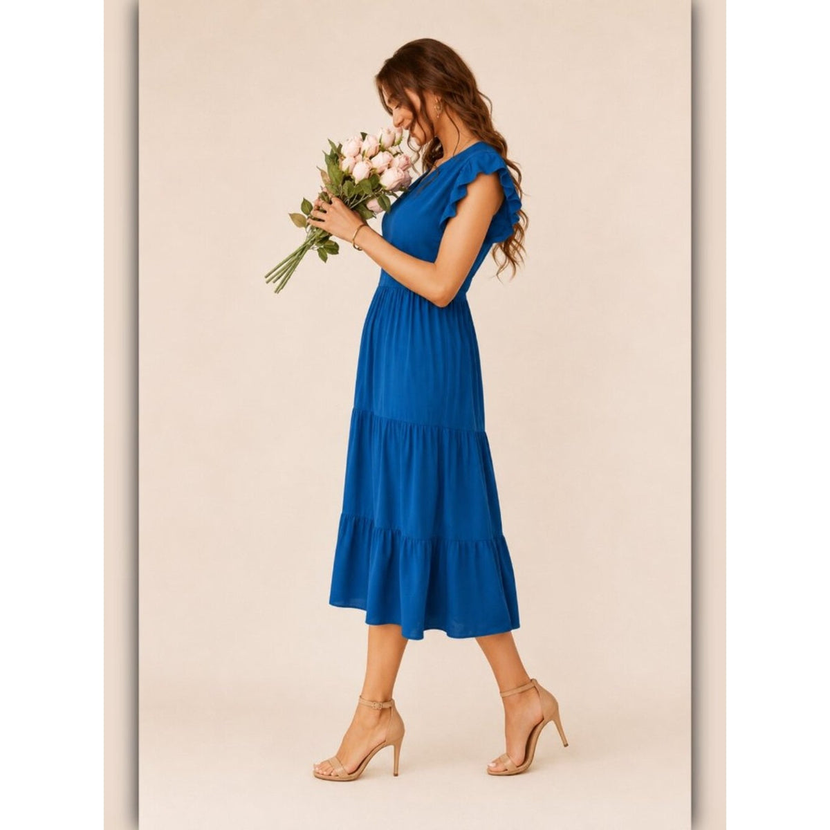 A626 • Aqua Ruffle Tiered Midi Dress