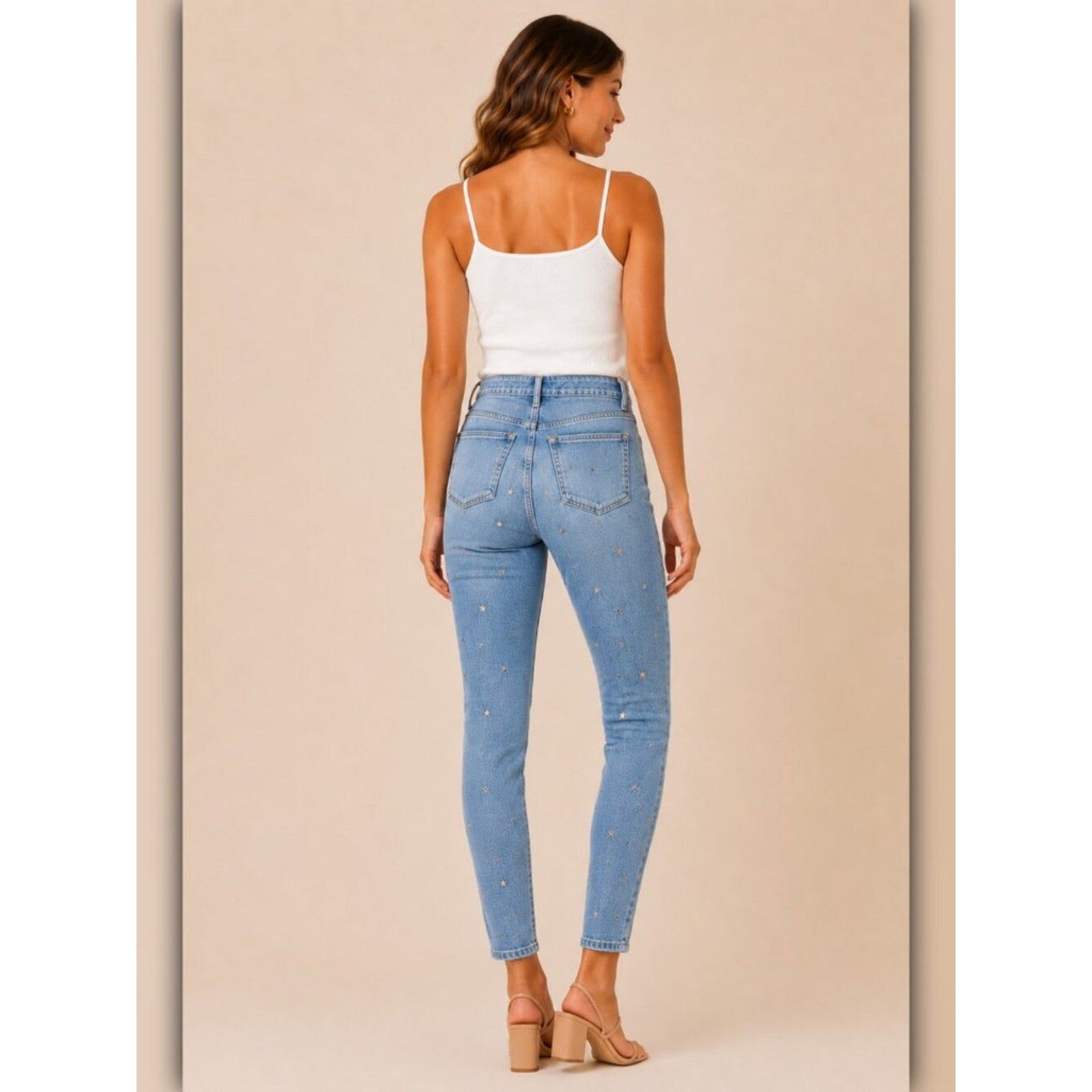 A415 • Star Stud High Rise Ankle Skinny Jeans