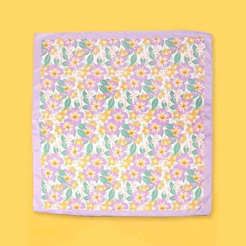 218-N • Tropical Bloom Silky Floral Bandana Scarf