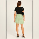 A184 • Mint Leopard Ruched Mini Skirt