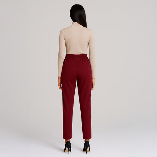 A293-C • Deep Burgundy High-Rise Knit Ankle Trousers