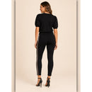 A281-A • Black Side Stripe High-Rise Ankle Pants