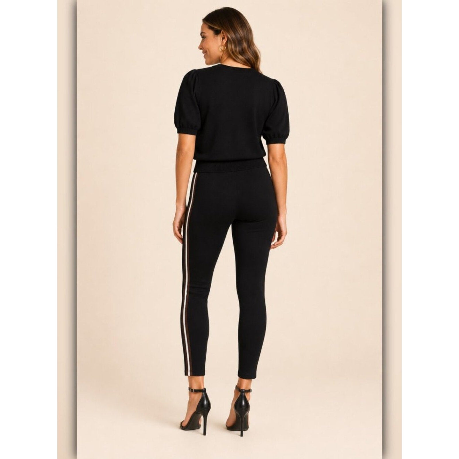 A281-A • Black Side Stripe High-Rise Ankle Pants