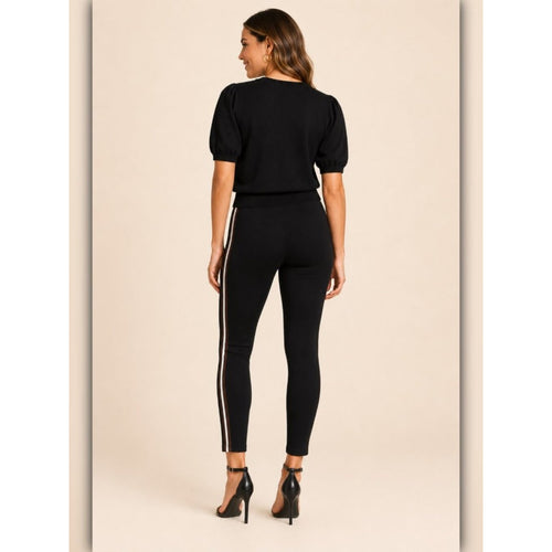 A281-A • Black Side Stripe High-Rise Ankle Pants