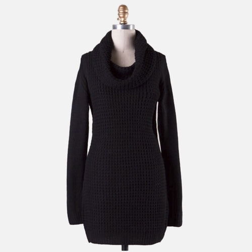 A492 • Black Cowl Neck Sweater Dress