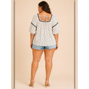 A452 • Ivory Speckled Square Neck Tie-Back Blouse