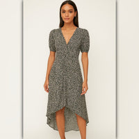 A024 • Short Sleeve Speckle Midi Dress