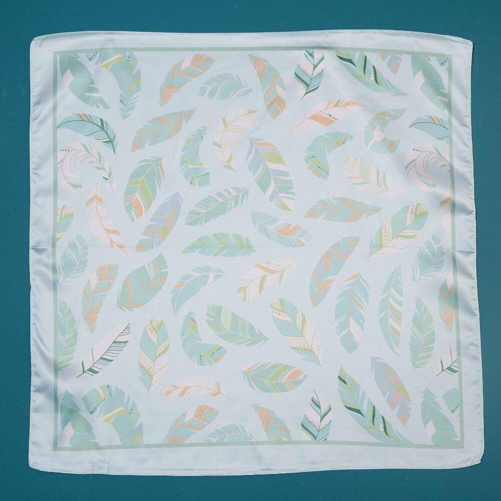 A218-A • Soft Breeze Leaf Print Silky Bandana Scarf