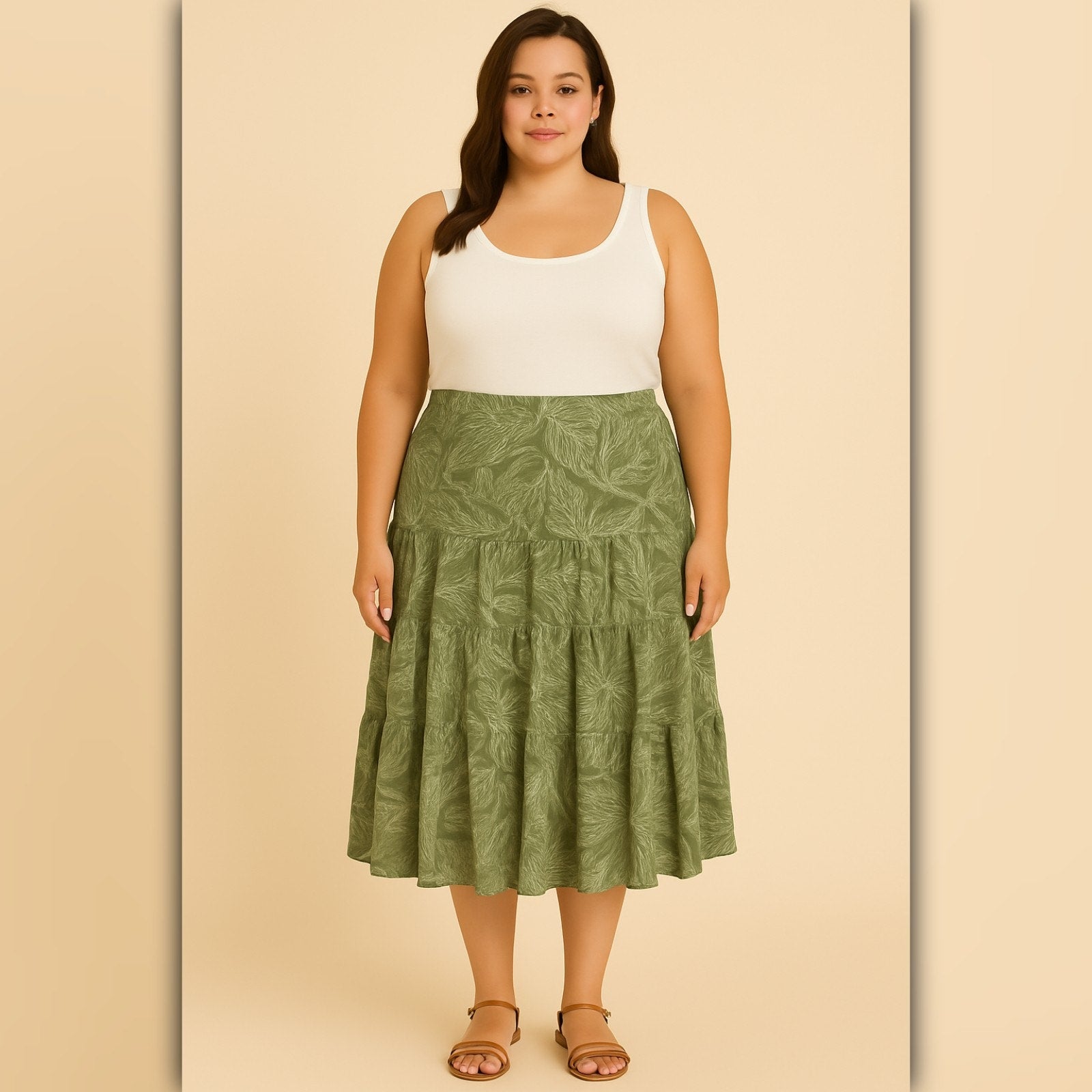 A213 • Tropical Leaf Print Two Piece Set