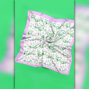 A218-L • Lavender Leafy Bloom Silky Bandana Scarf