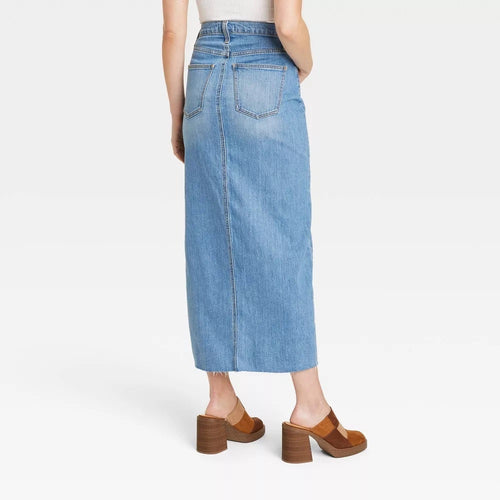 A481 • High-Rise Denim Maxi Skirt