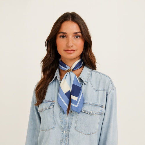 A218-D • Modern Color Block Silky Bandana Scarf