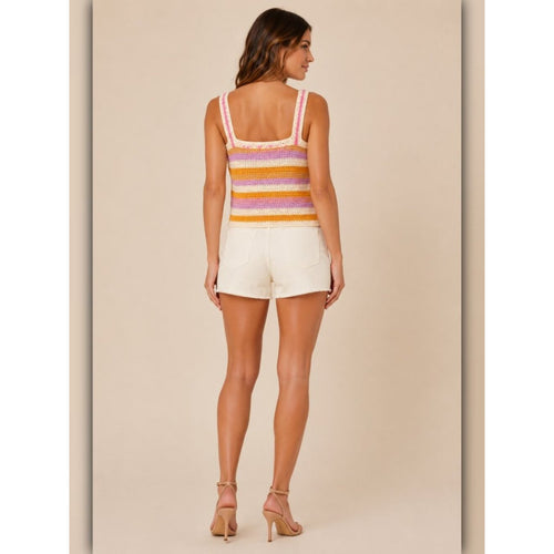 A436 • Pastel Crochet Stripe Tank Top