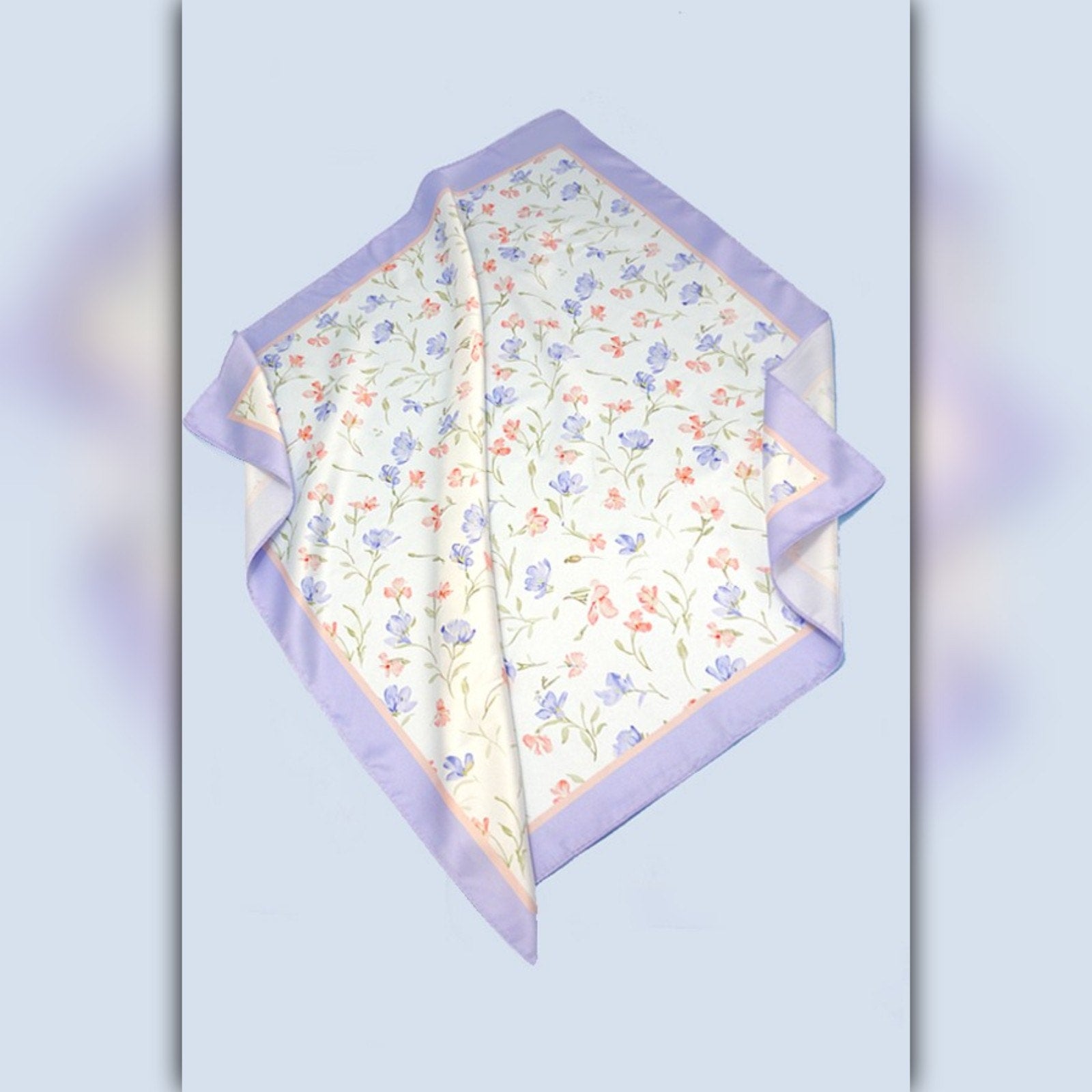 A218-O • Spring Meadow Floral Silky Bandana Scarf