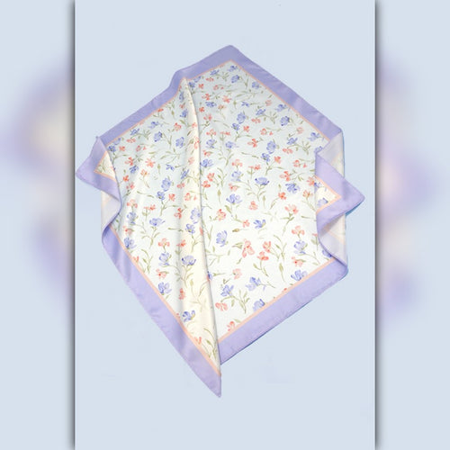 A218-O • Spring Meadow Floral Silky Bandana Scarf