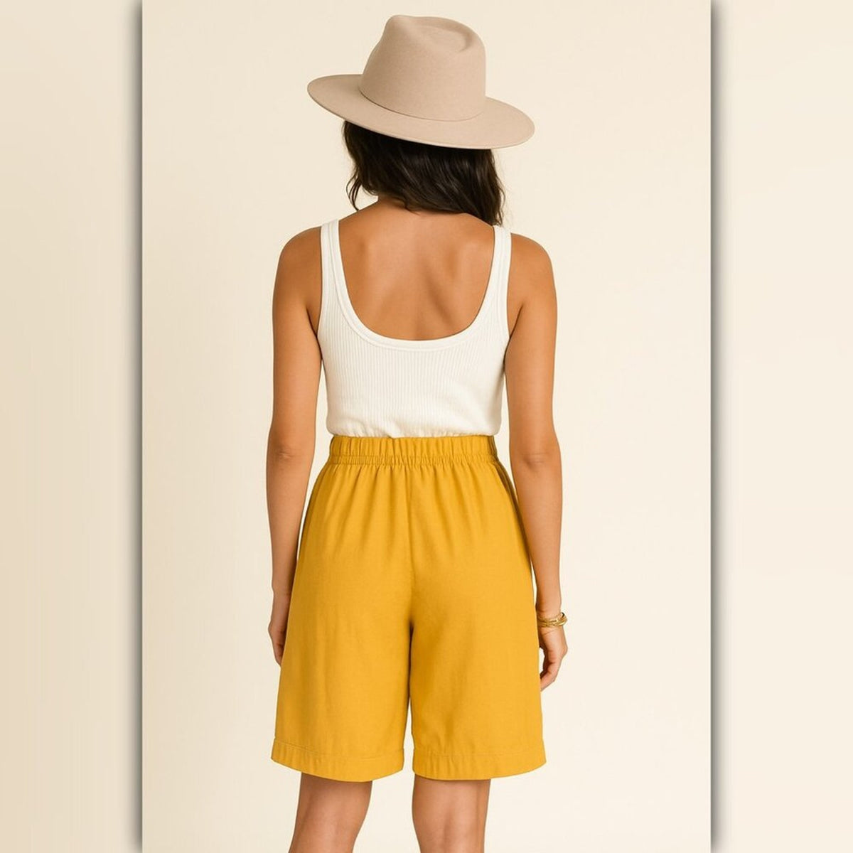A468 • Golden Yellow High-Waisted Shorts