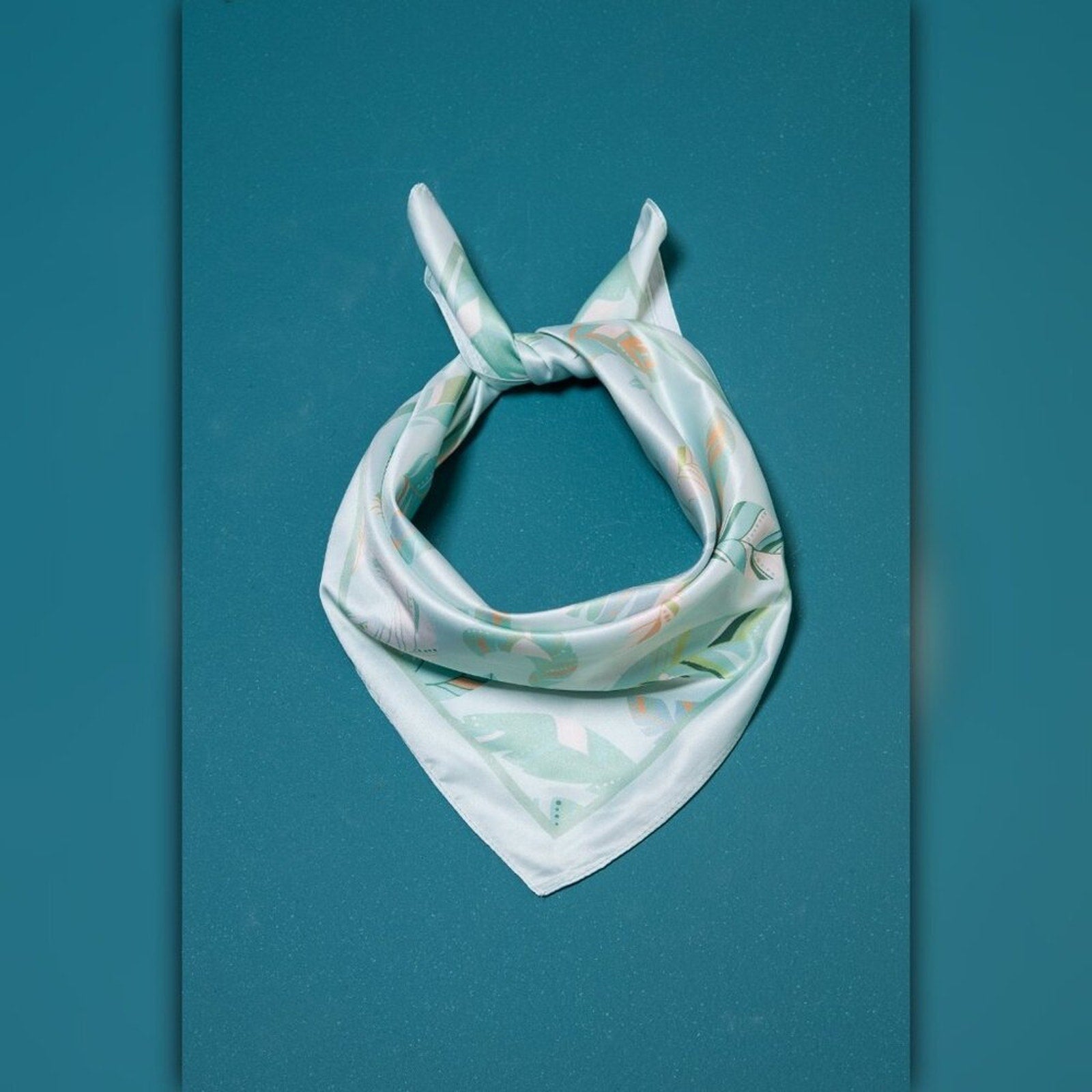 A218-A • Soft Breeze Leaf Print Silky Bandana Scarf