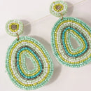 A443-D • Aqua Beaded Teardrop Statement Earrings