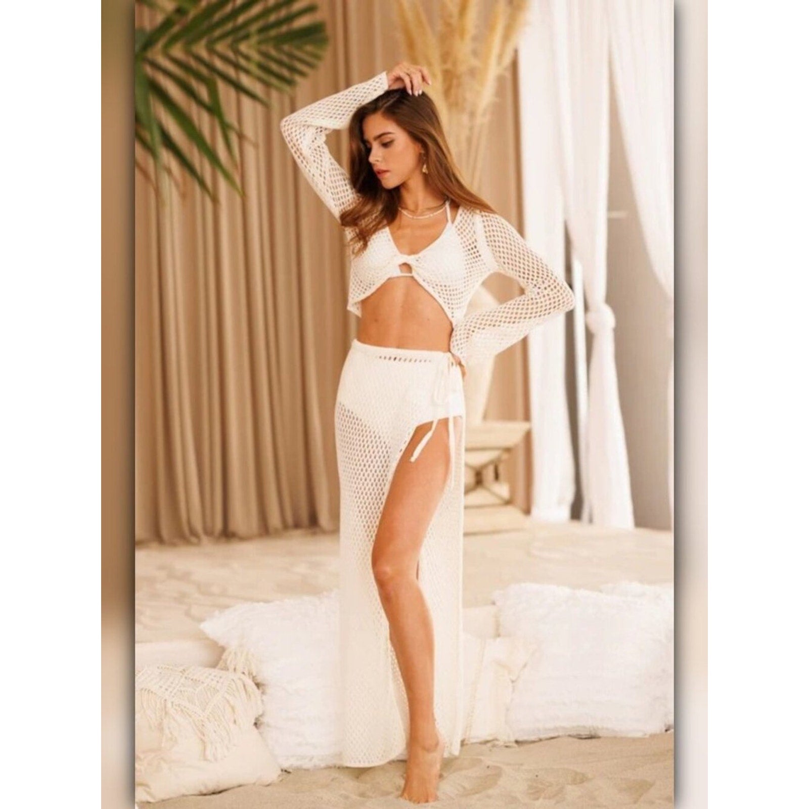 A400 • Calico White Crochet Top & Skirt Set