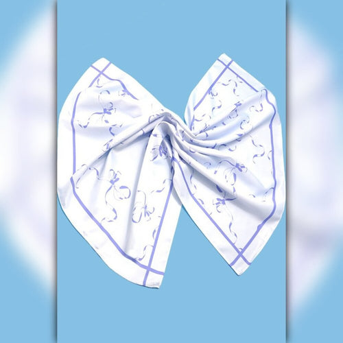 A218-H • Lilac Ribbon Bow Silky Bandana Scarf