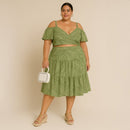 A213 • Tropical Leaf Print Two Piece Set