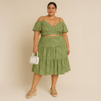 A213 • Tropical Leaf Print Two Piece Set