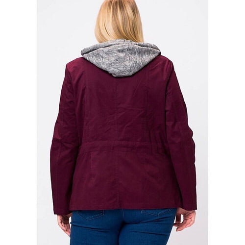 A087 • Wine Utility Anorak Jacket With Hooded Layer