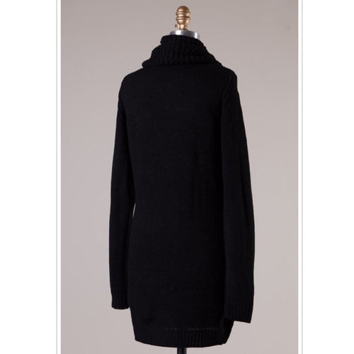 A492 • Black Cowl Neck Sweater Dress