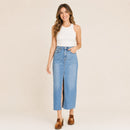 A481 • High-Rise Denim Maxi Skirt