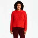 A282 • Red Cable Knit Mock Neck Sweater