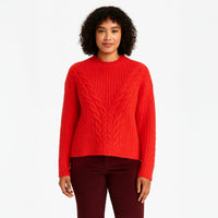 A282 • Red Cable Knit Mock Neck Sweater