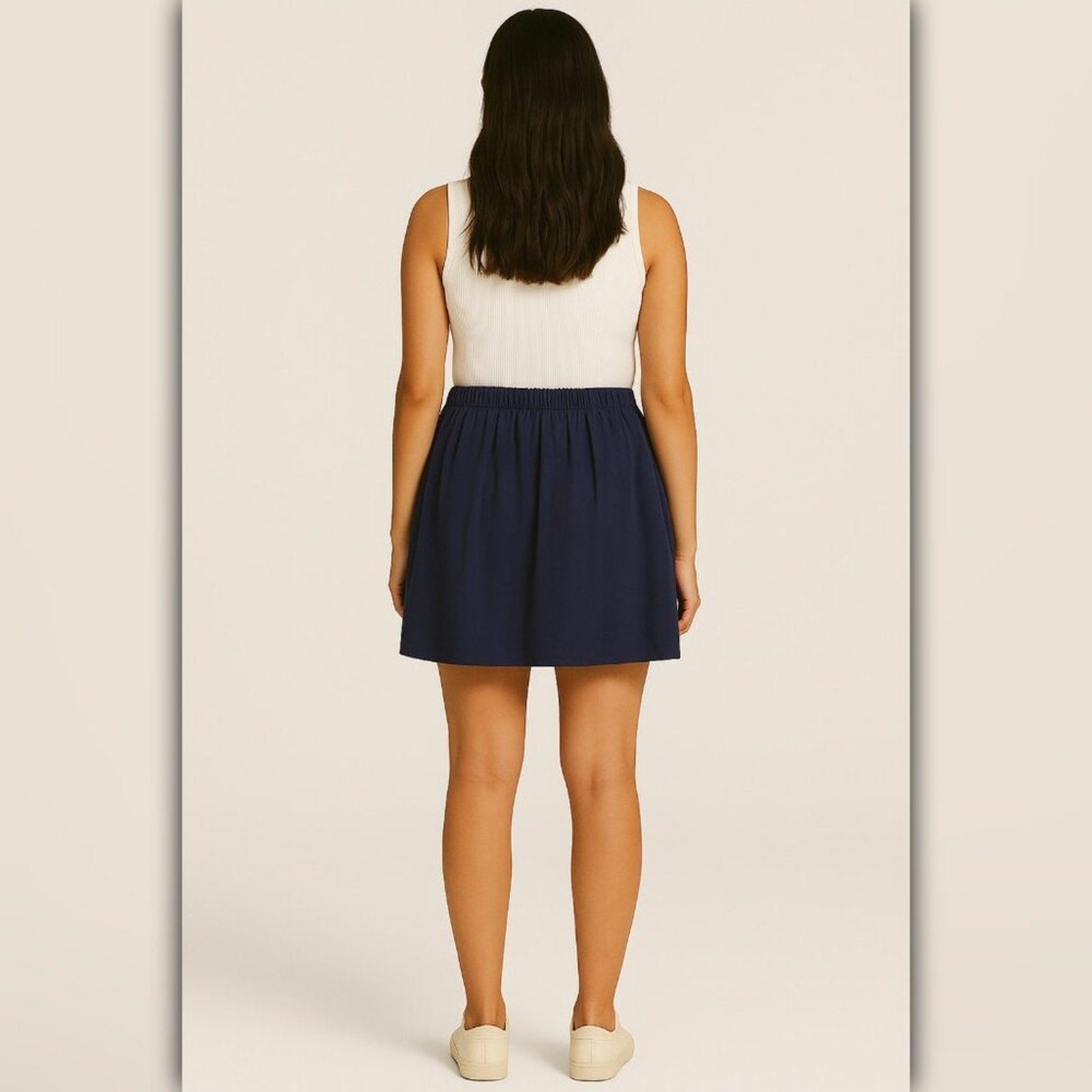 A192 • Zara Midnight Navy Cotton Pull-On Mini Skirt