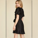 A118 • Black Pleated Flutter Sleeve Mini Dress