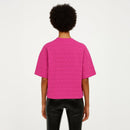 A279 • Fuchsia Textured Boxy Crew Neck Tee