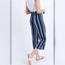 A587 • Navy Striped Wide Leg Cropped Pants