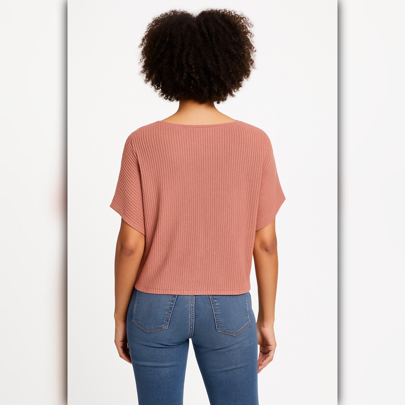 A377 • Dusty Peach Dolman Ribbed Knit Top