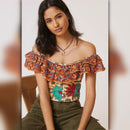 A364 • Boho Ruffle Off Shoulder Crop Top