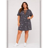A329 • Bleach Splatter Lattice V-Neck T-Shirt Dress