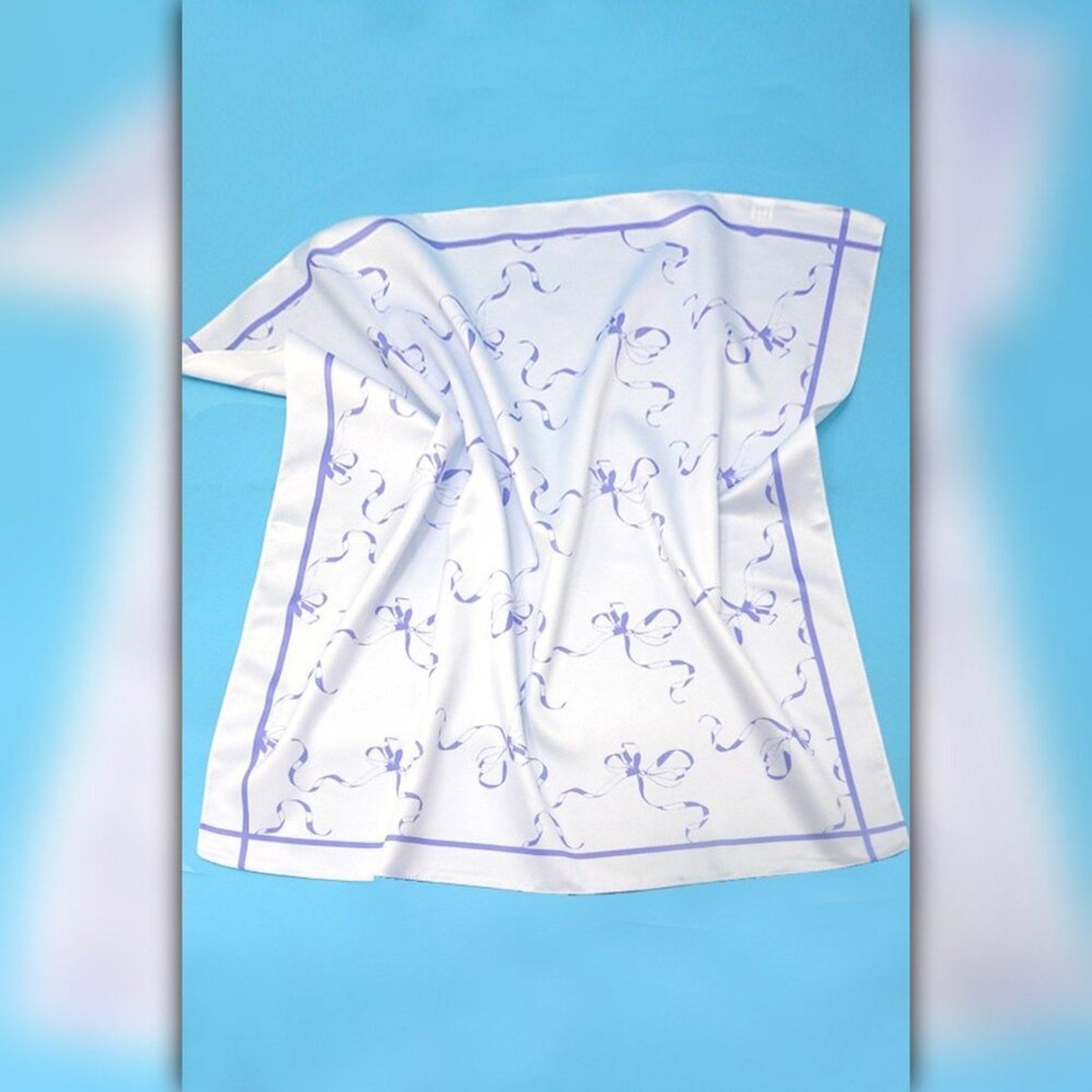 A218-H • Lilac Ribbon Bow Silky Bandana Scarf