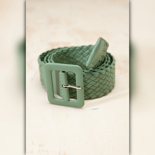 A246-A • Sage Braided Faux Leather Waist Belt