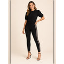 A281-A • Black Side Stripe High-Rise Ankle Pants